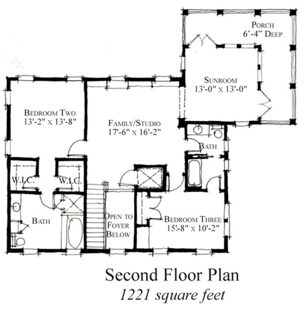 Country, Historic House Plan 73913 with 3 Beds, 4 Baths Second Level Plan
