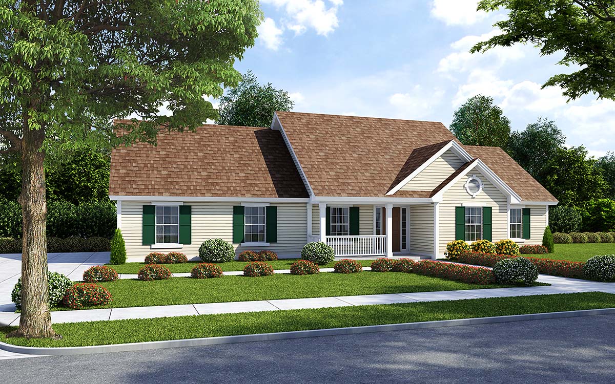 Country, Ranch, Traditional House Plan 74007 with 3 Beds, 2 Baths, 2 Car Garage Elevation