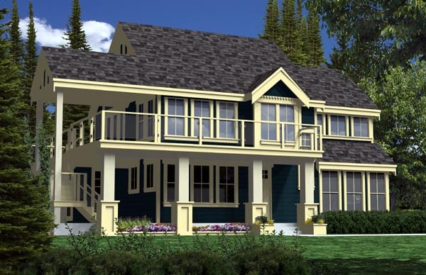 Contemporary, Craftsman, Traditional House Plan 74016 with 2 Beds, 2 Baths Elevation