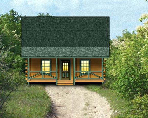 Log, Narrow Lot House Plan 74104 with 2 Beds, 1 Baths Elevation