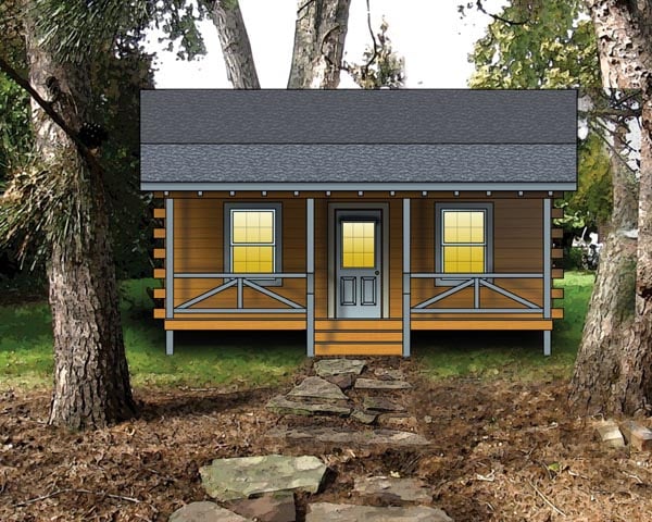Log, Narrow Lot House Plan 74106 with 2 Beds Elevation