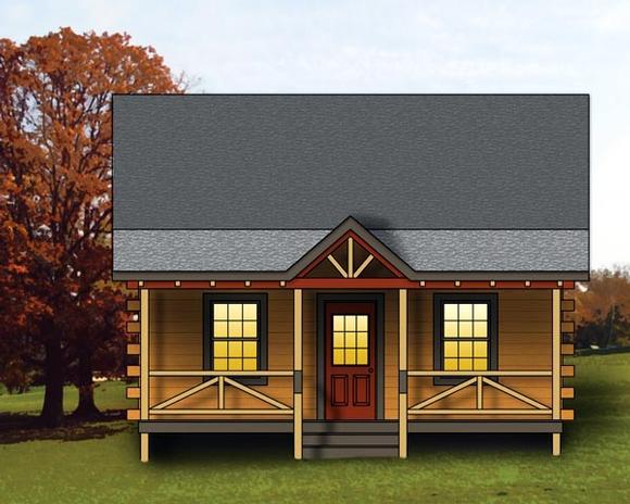 Log, Narrow Lot House Plan 74108 with 1 Beds, 1 Baths Elevation