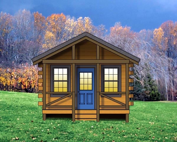 Cabin, Cottage, Log, Narrow Lot, One-Story House Plan 74111 with 1 Beds, 1 Baths Elevation