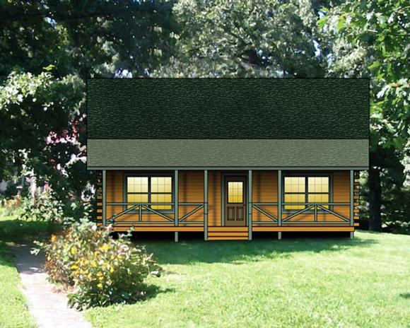 Log, Narrow Lot House Plan 74112 with 2 Beds, 1 Baths Elevation