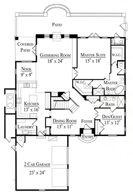 Mediterranean, Southwest House Plan 74227 with 3 Beds, 5 Baths, 2 Car Garage First Level Plan