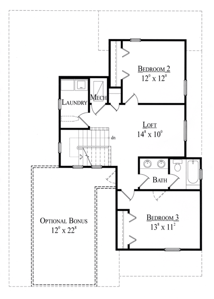 Mediterranean House Plan 74248 with 3 Beds, 3 Baths, 2 Car Garage Second Level Plan