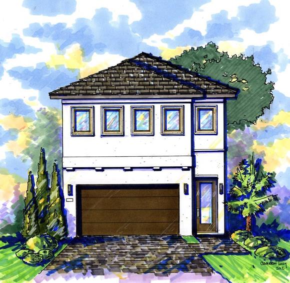 Contemporary House Plan 74287 with 5 Beds, 4 Baths, 2 Car Garage Elevation