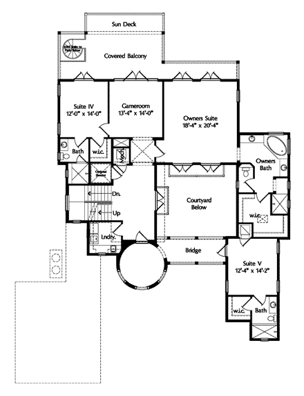 House Plan 74296 with 5 Beds, 8 Baths, 2 Car Garage Second Level Plan