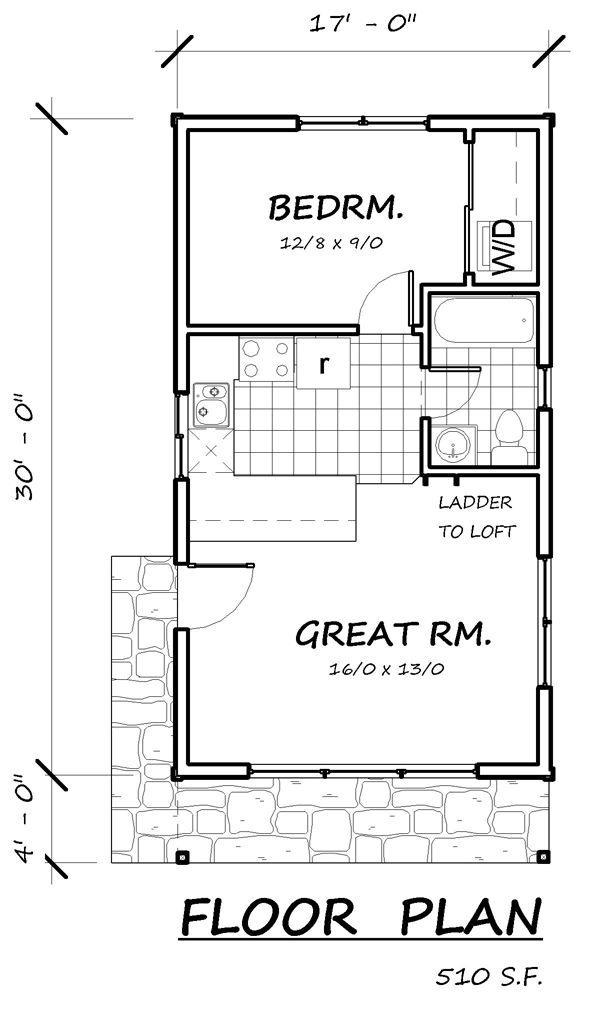 Cabin House Plan 74300 with 1 Beds, 1 Baths Level One