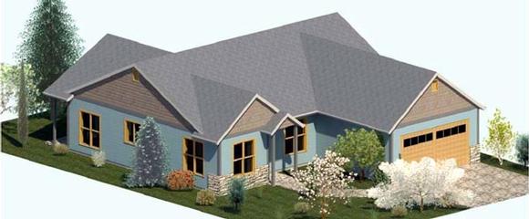 Country, Craftsman, Ranch House Plan 74302 with 3 Beds, 2 Baths, 2 Car Garage Elevation