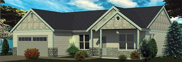 Country, Craftsman, Traditional House Plan 74305 with 3 Beds, 2 Baths, 2 Car Garage Elevation