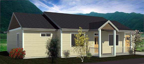 Cottage, Country, Ranch House Plan 74307 with 3 Beds, 2 Baths, 1 Car Garage Elevation