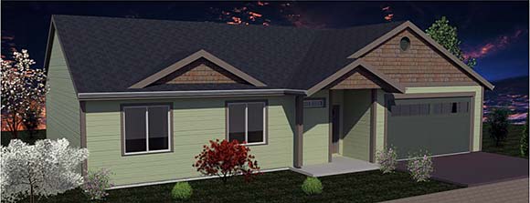 Cottage, Ranch House Plan 74308 with 3 Beds, 2 Baths, 2 Car Garage Elevation