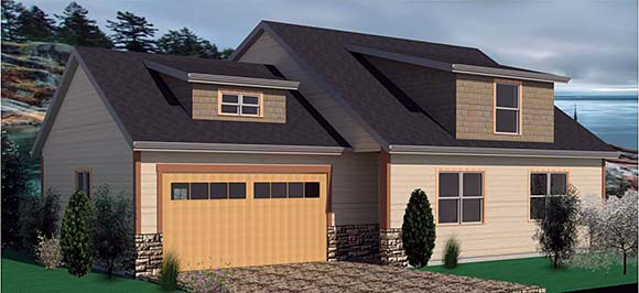 Cape Cod, Country, Traditional House Plan 74314 with 3 Beds, 3 Baths, 2 Car Garage Elevation