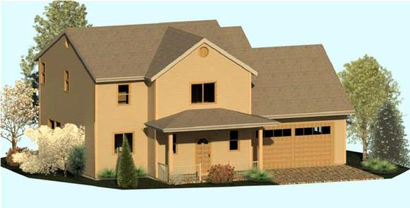 Colonial, Country, Farmhouse, Traditional House Plan 74328 with 3 Beds, 3 Baths, 2 Car Garage Elevation