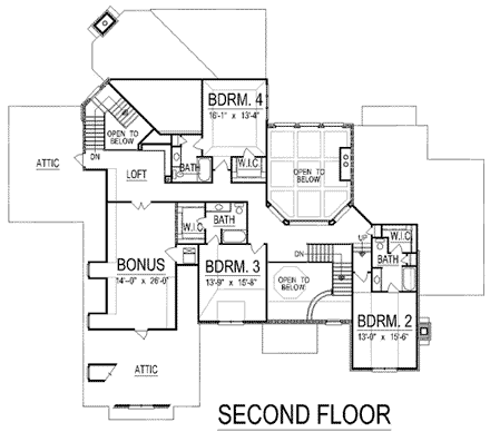 European House Plan 74400 with 5 Beds, 7 Baths, 4 Car Garage Second Level Plan