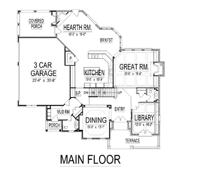Country House Plan 74402 with 5 Beds, 6 Baths, 3 Car Garage First Level Plan