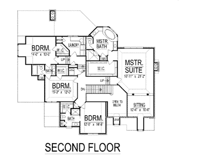 Country House Plan 74402 with 5 Beds, 6 Baths, 3 Car Garage Second Level Plan