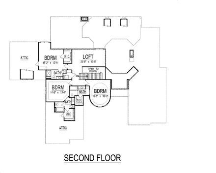 European House Plan 74403 with 4 Beds, 6 Baths, 4 Car Garage Second Level Plan