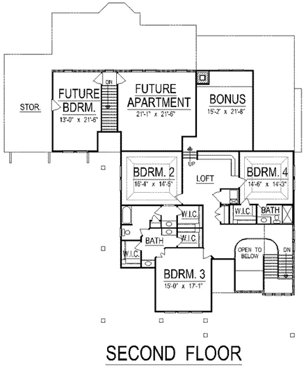 Craftsman House Plan 74417 with 5 Beds, 6 Baths, 4 Car Garage Second Level Plan