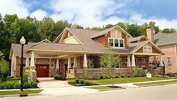Craftsman House Plan 74417 with 5 Beds, 6 Baths, 4 Car Garage Elevation
