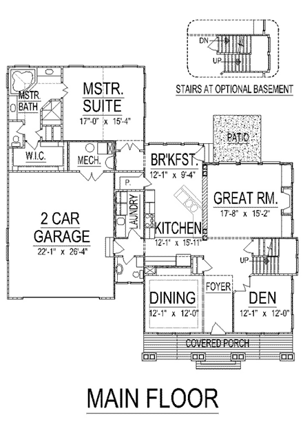 Craftsman House Plan 74418 with 5 Beds, 4 Baths, 2 Car Garage First Level Plan