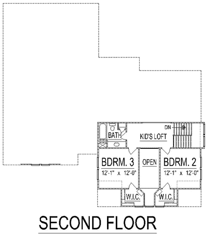 Craftsman House Plan 74418 with 5 Beds, 4 Baths, 2 Car Garage Second Level Plan