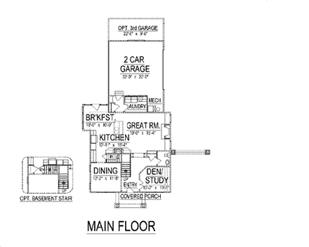 Craftsman House Plan 74419 with 5 Beds, 4 Baths, 2 Car Garage First Level Plan