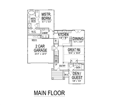 Craftsman House Plan 74420 with 3 Beds, 3 Baths, 2 Car Garage First Level Plan