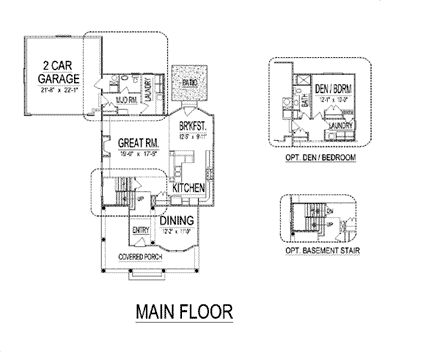 Craftsman House Plan 74421 with 5 Beds, 4 Baths, 2 Car Garage First Level Plan