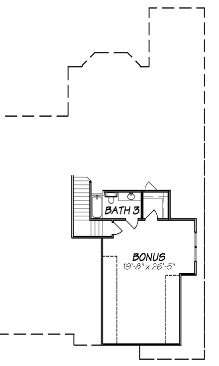 European House Plan 74608 with 3 Beds, 4 Baths, 3 Car Garage Second Level Plan
