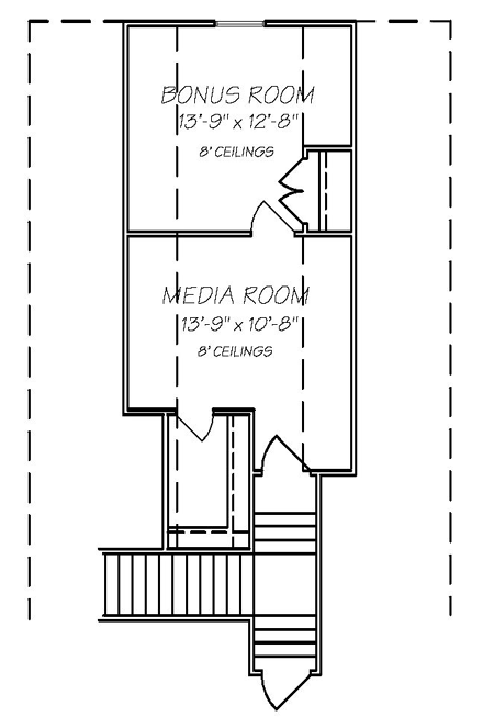 European House Plan 74624 with 3 Beds, 3 Baths, 3 Car Garage Second Level Plan