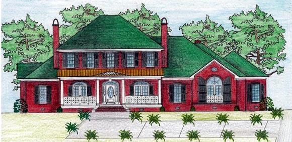 Traditional House Plan 74627 with 5 Beds, 3 Baths, 3 Car Garage Elevation