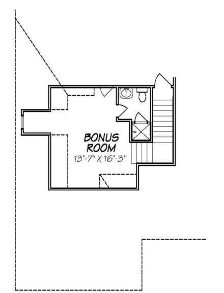 European House Plan 74631 with 3 Beds, 3 Baths, 3 Car Garage Second Level Plan