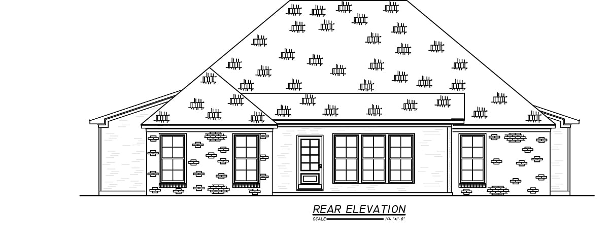 French Country, Traditional House Plan 74664 with 3 Beds, 2 Baths, 2 Car Garage Rear Elevation