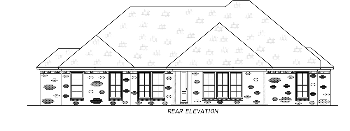 French Country, Traditional House Plan 74665 with 3 Beds, 2 Baths, 2 Car Garage Rear Elevation