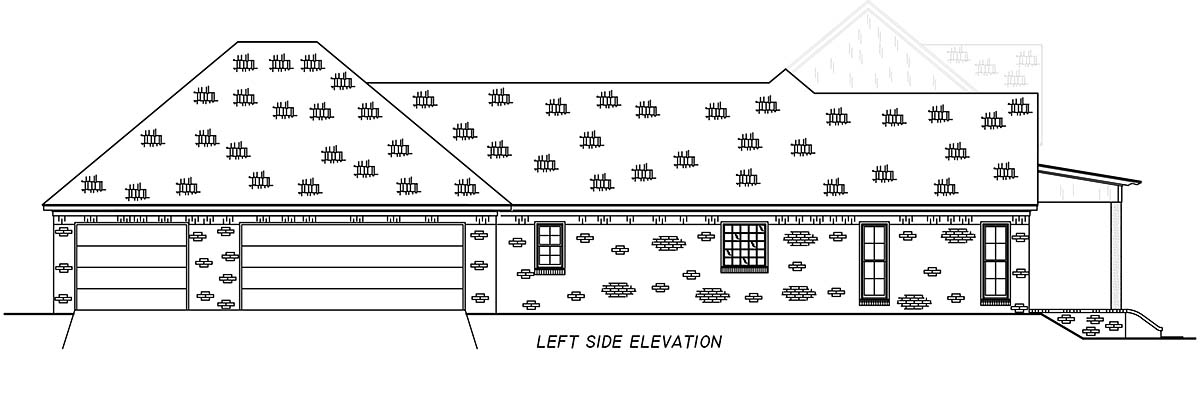 Country, Farmhouse, Traditional Plan with 2513 Sq. Ft., 4 Bedrooms, 3 Bathrooms, 3 Car Garage Picture 3