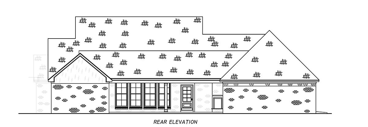 Country, Farmhouse, Traditional Plan with 2513 Sq. Ft., 4 Bedrooms, 3 Bathrooms, 3 Car Garage Rear Elevation