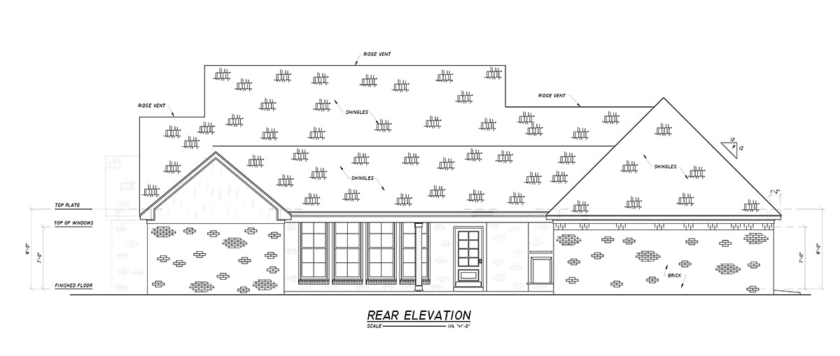 Country, Farmhouse, Traditional House Plan 74669 with 4 Beds, 3 Baths, 2 Car Garage Rear Elevation