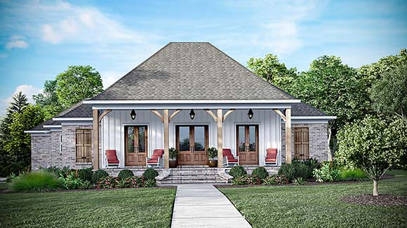 Country, Farmhouse, Traditional House Plan 74686 with 4 Beds, 3 Baths, 3 Car Garage Elevation