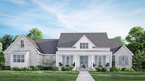 Country, Farmhouse, Traditional House Plan 74690 with 3 Beds, 4 Baths, 3 Car Garage Elevation