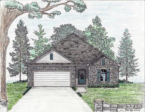 Cottage, Country, European House Plan 74703 with 3 Beds, 2 Baths, 2 Car Garage Elevation