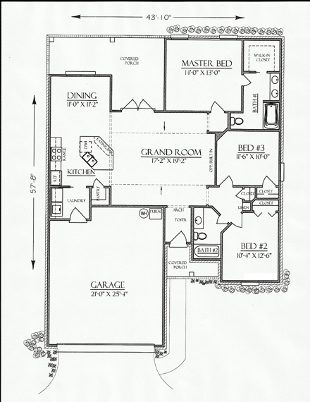 Cottage, Country, European, Southern House Plan 74705, 2 Car Garage First Level Plan
