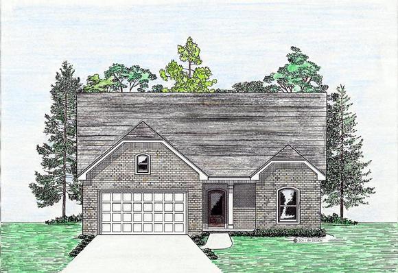 Cottage, Country, European, Southern House Plan 74705, 2 Car Garage Elevation