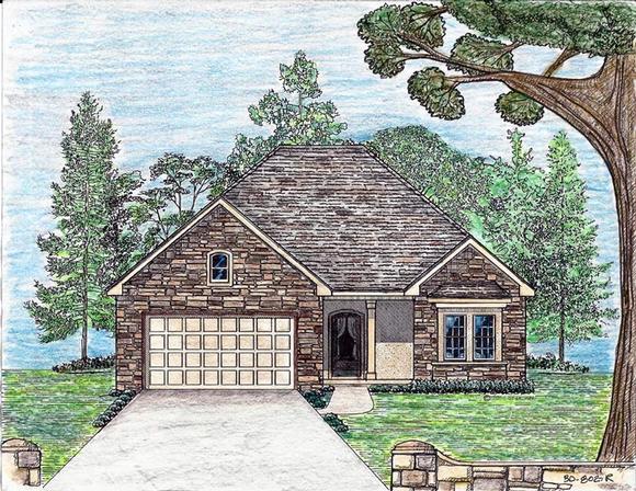 Cottage, Country, European, Southern House Plan 74706, 2 Car Garage Elevation