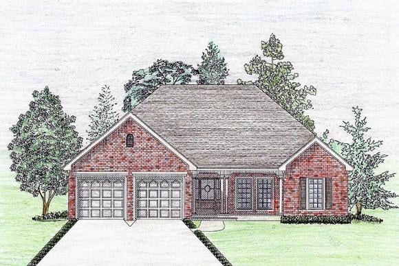 Cottage, Country, Southern House Plan 74718 with 3 Beds, 2 Baths, 2 Car Garage Elevation