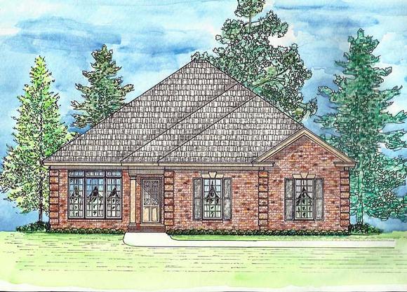 Cottage, European, Southern, Traditional House Plan 74728 with 3 Beds, 2 Baths, 2 Car Garage Elevation
