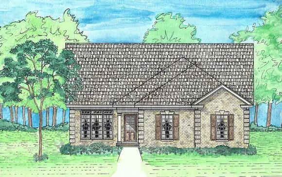 Cottage, European, Southern, Traditional House Plan 74729 with 3 Beds, 2 Baths, 2 Car Garage Elevation