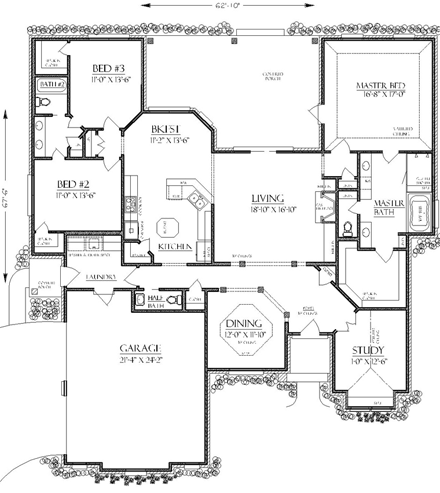 Country, Craftsman, European, Mediterranean, Tudor House Plan 74745 with 3 Beds, 3 Baths, 2 Car Garage First Level Plan