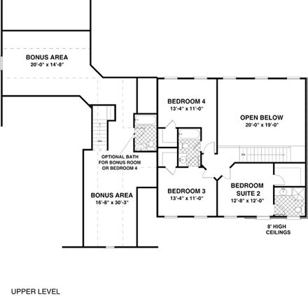 Craftsman, Traditional House Plan 74816 with 4 Beds, 4 Baths, 3 Car Garage Second Level Plan